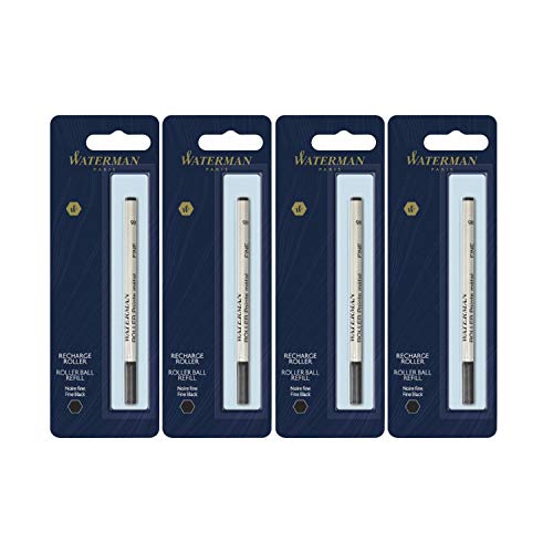 Waterman(R) Refill, Rollerball, Fine Point, 0.5 mm, Black (4-Pack)