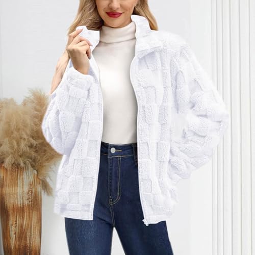 Women Long Sleeve Loose Fit Jackets Outfit for Women Neck Thermal Fuzzy Plain Winter Fall 2025 Trendy Y2K2