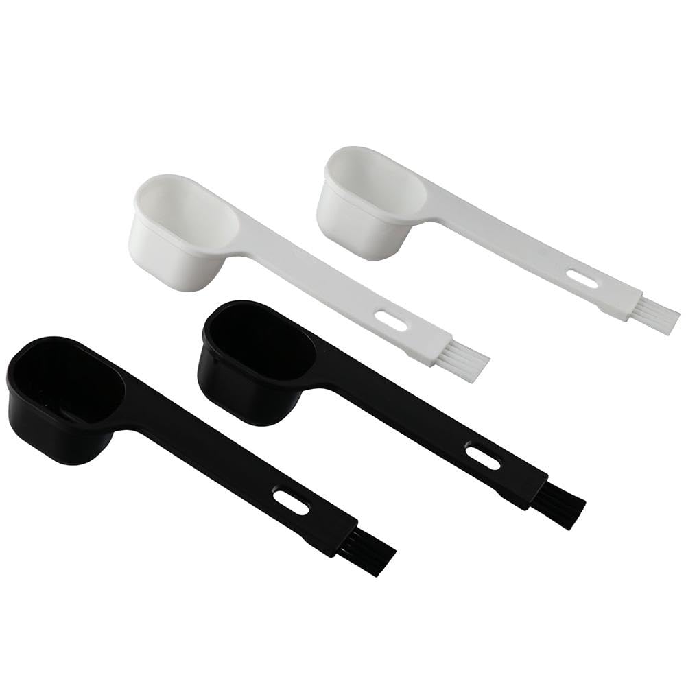 hobbyme Pack of 4 Plastic Coffee Scoops with Brush & Espresso Grinder Brush for Ground Coffee Cleaning Tea Power Coffee Grinder Spoon