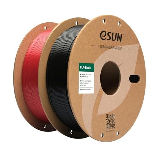 eSUN PLA Basic Filament 1.75mm, 3D Printer Filament High Speed PLA for Fast Printing, 1KG per Spool, 2 Spools High Speed 3D Printing Filament, Fire Engine Red + Black