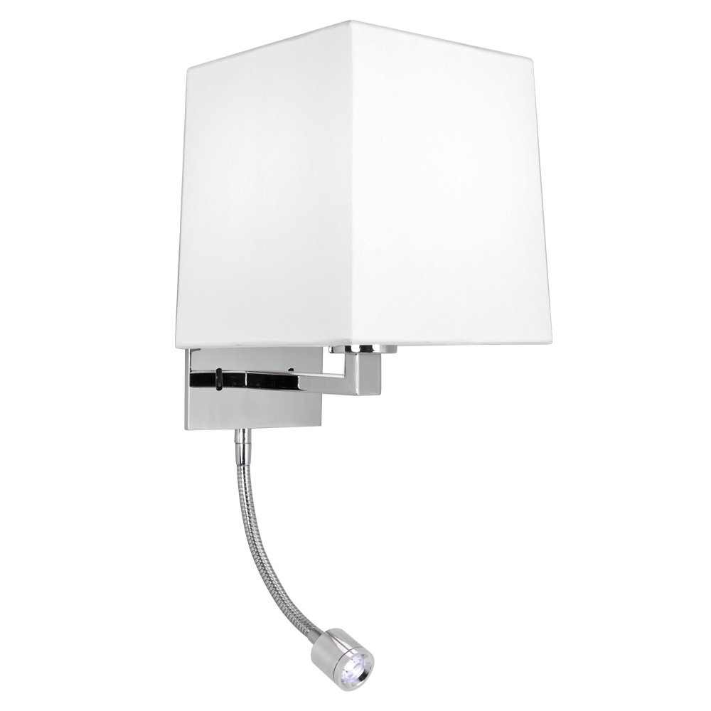 Astro 0789 E27 Azumi LED Classic Wall Light, Polished Nickel (Bulb and Shade Not Included)