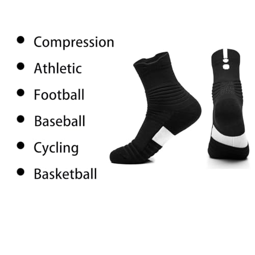Image of 3 Pack Compression Basketball Socks Performance Cushioned Athletic Crew Sports Running Cycling Sock