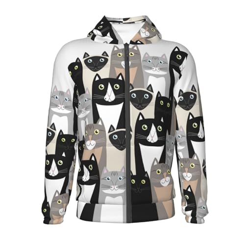 Colors Cats Kids Pullover Hoodies Boys Zip Up Sweatshirts Girls Athletic Clothes with Pocket2