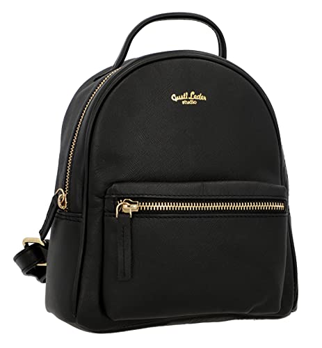Gusti Rucksack Leder - Wendy Damen Cityrucksack Lederrucksack Daypack Tagesrucksack klein Leder Schwarz