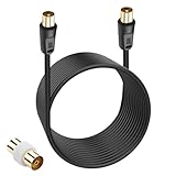 XMSJSIY RG6 Cable coaxial de TV de 9,5 mm macho a macho, cable adaptador con 9,5 mm de TV hembra a hembra para HDTV, caja de TV, radio, receptor de satélite, 5 m