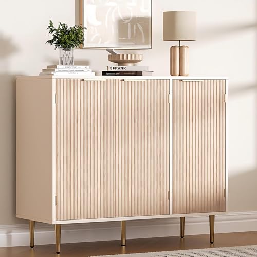 Housoul Fluted Sideboard Buffet with 3 Doors...