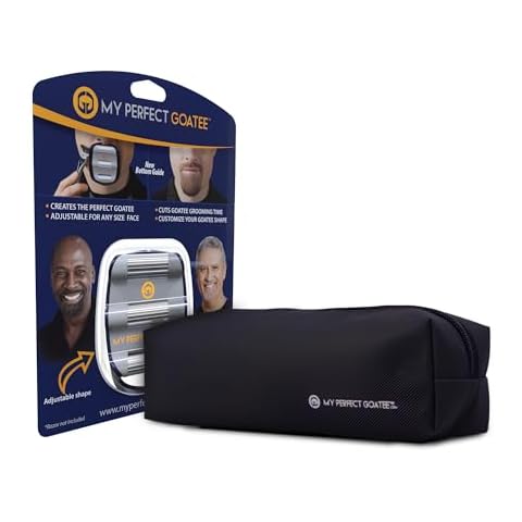 Mens Goatee Shaving Template - Create a Perfectly Shaped Goatee Every Time - Adjustable Reduces Shaving Time - Shape Van Dyke, Goatee and Circle Bead with include the carry bag. Cover