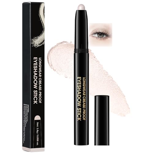 Glitter Oyster Eyeshadow Stick – Pearl White Shimmer Eye Pencil for Inner Corner & Brow Bone Highlight, Creamy Blendable Waterproof Formula, Long-Lasting Multi-Use Eyeliner & Highlighter