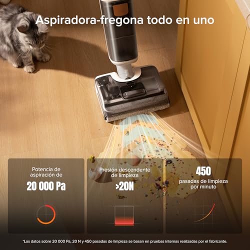 Miniatura 4 de Roborock F25 Gt Aspiradora En Seco Y Húmedo, Aspiradora-Fregona Sin Cable De 20.000 Pa, Autolimpieza A 90 C Y Secado, Limpieza De Bordes, Diseño Plano De 180 , Compacta 12,5 Cm , Ligera