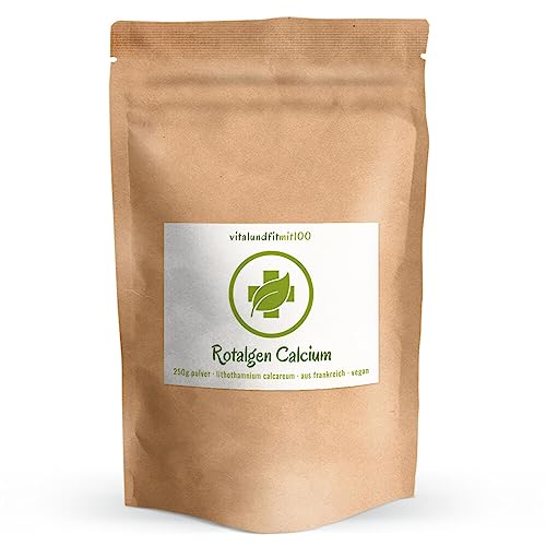 Reinstes Rotalgen-Calcium 250 g - Premium-Rohstoff - natürliches Calcium aus der Rotalge (Lithothamnium calcareum) - Höchste Bioverfügbarkeit - ohne Zusätze, vegan, glutenfrei, allergenfrei