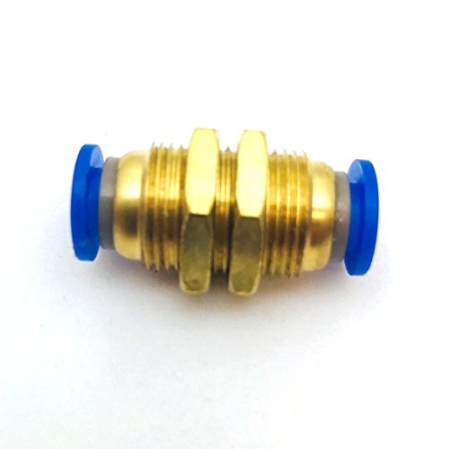 Image of Bulkhead Push in to Connect Tube Tubing Fitting 5 /16 inch or 8 mm Union Air Mender