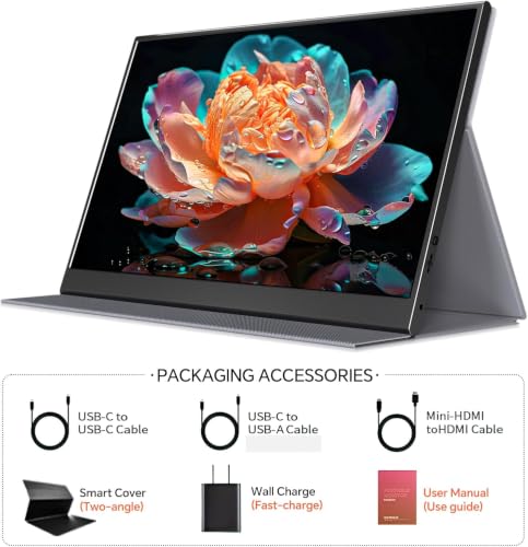 Image of WGK 15.6 inch Portable Monitor 4K UHD 100%sRGB Travel Display HDMI /USB-C Compatible with Laptops, Desktops, Phones, PS, Mac, Xbox, Switch, and Other Gaming Devices Kickstand & Speakers VESA Mountable
