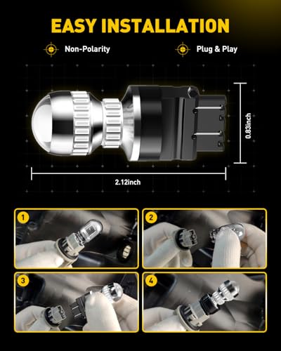 Image of AUXITO T25 3156 3157 LED Strobe Brake Lights Bulbs, Red Flashing Stop Light, Super Bright 3056 3057 3047 3155 3457 4057 4117 4157 Flashing Strobe Blinking LED Tail Light Bulbs, Pack of 2