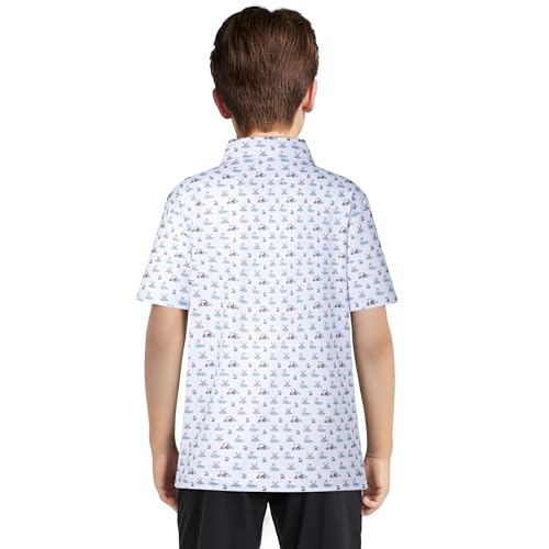Boys Polo Shirt Short Sleeve Performance Dry Fit Stretch Funny Print Active Casual Collared Golf Shirts for Boy3