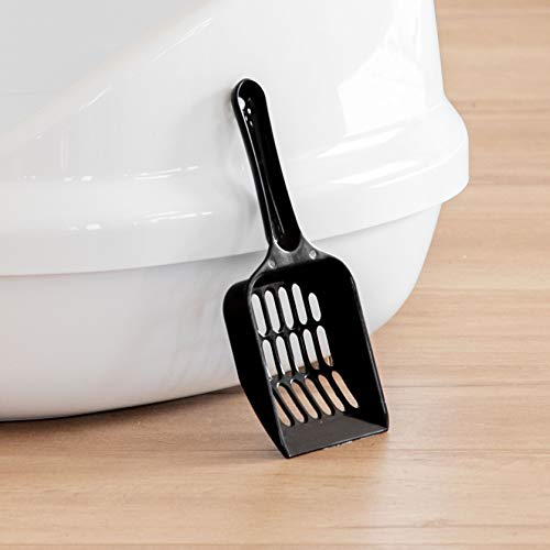 Iris Usa Large High-Back Open Top Cat Litter Tray With Scoop, Easy To Clean Sleek Stylish Open Air Kitty Litter Pan With Tall Built-In Scatter Shield Back, White #TOP4