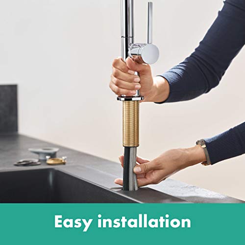 hansgrohe Küchenarmatur Talis M54 (Wasserhahn Küche mit Schlauchbox, 360° schwenkbar, ausziehbare Brause mit 2 Strahlarten, hoher Komfort-Auslauf 210mm, Standardanschlüsse) Chrom - Image 5