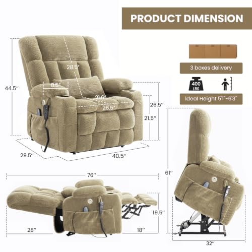 Image of Infinite Position Power Lift Recliner Chair for Elderly & Adults, Oatmeal