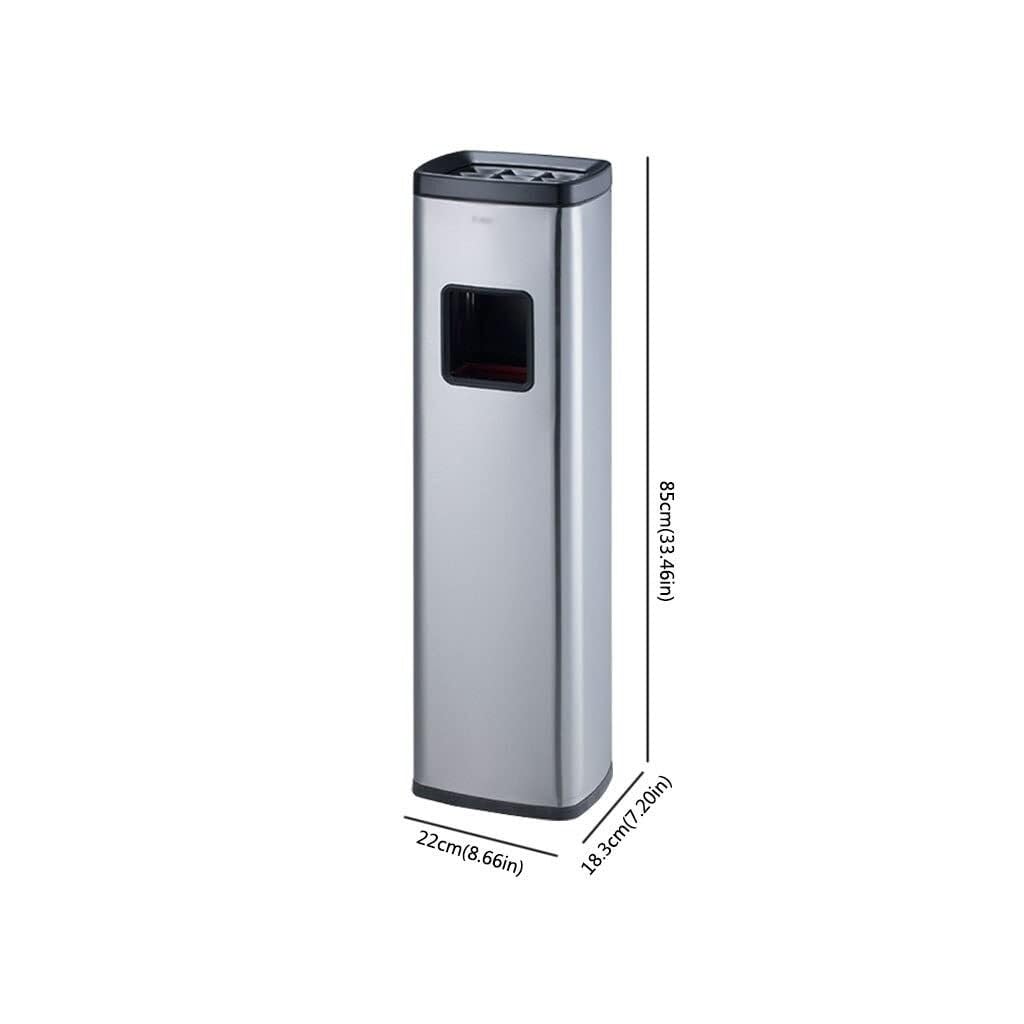 Stainless Steel Ashtray Trash Can with Removable Lid, Vertical Soot Column for Indoor & Outdoor Use