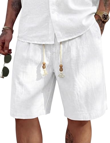 COOFANDY Men's Linen Casual Beach Shorts