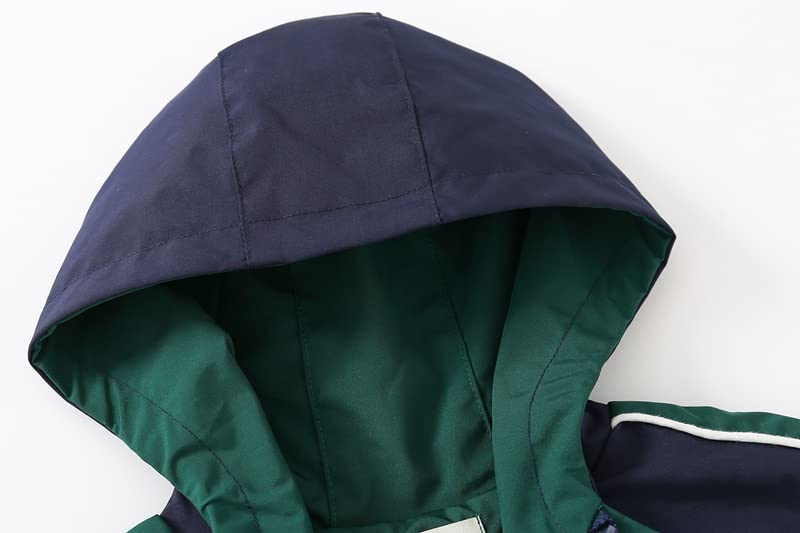 Meufam Boys Girls Color Block Hooded Zipper Windproof Lightweight Long Sleeve Active Jacket Rain Coat Windbreaker for Kids2