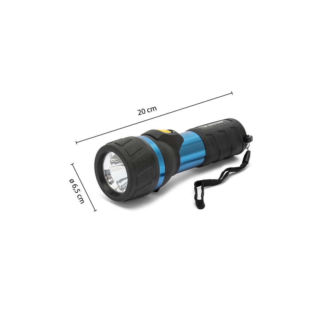 Velamp IMPULSE Torcia LED impermeabile 3W - Impugnatura antiscivolo e laccetto – Alta potenza e resistenza - Per uso esterno ed emergenze - 2 batterie tipo D