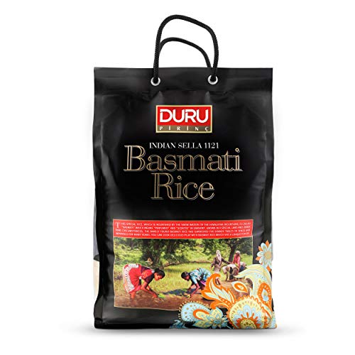 Duru Basmati White Rice, 159oz (4500g), 100% Natural and Certificated, Non-GMO, Great for Vegan Recipes, Gluten Free