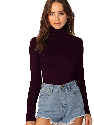 Fabricorn Stylish Black Long Sleeve Turtle Neck Cotton Tshirt for Women (Black)