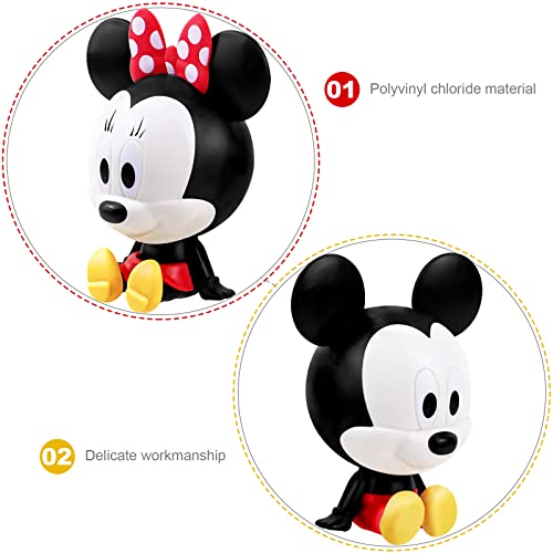 Psmile 2Pcs Cute Version Pvc Mickey& Minnie Mouse Figure Q Decoration Figure #TOP4