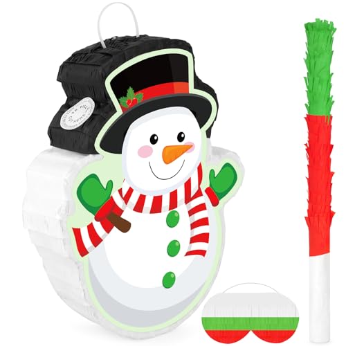 Abilat J-PNT-XR-1-YZ Snowman For Pinata Party Winter Decor Of Pinata Christmas Party With Blindfold And Bat Xmas Holiday Decoration Forzen Party Game Decoration cover