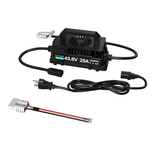 Dyness 36V 25A LiFePO4 Battery Charger 43.8V 25Amp Fast Charger for 36V Lithium Golf cart Battery IP67 Waterproof 36V Lithium Battery Charger Perfect for Golf cart RV Trolling Motor
