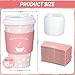 Whaline 100 Pack Disposable Coffee Cups with Lids and Sleeves 16oz Pink Thickened Leak-Proof Paper Cups To Go Coffee Cups for Hot Cold Drink Cafes Shops Cappuccino Chocolate Beverage Cocoa