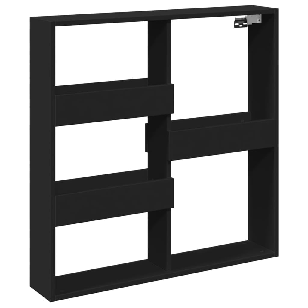 Armario de pared, negro, 80 x 15 x 80 cm, material madera, estantería de pared para dormitorio, baño, estantería de pared, armario de pared que ahorra espacio, almacenamiento de baño fácil