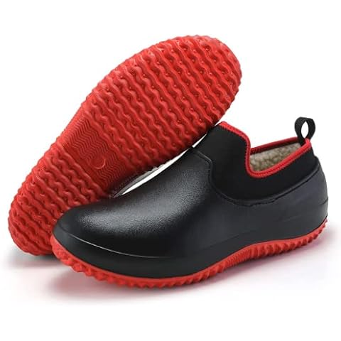 ZGHYBD Water Shoes Kitchen Work Shoes, Non-Slip Rain Boots, Men and Women's Oil Water Resistant Nursing Chef Shoes Non-Slip Safety Working Shoes (36,black red A) Cover