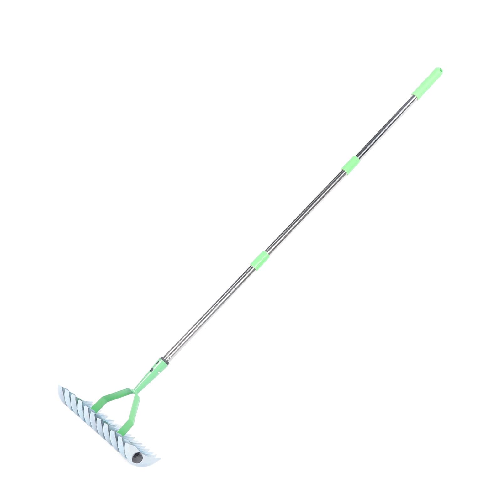 Vertikutierrechen, 134 cm, 3-teilig, Edelstahl, zum Entfernen von abgestorbenem Gras und zur Reinigung von Gartenerde