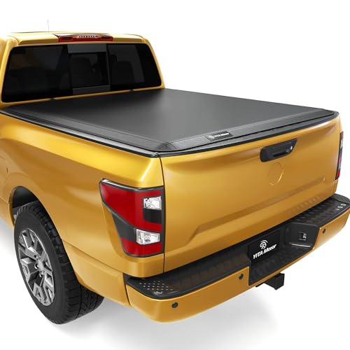 YITAMOTOR Soft Quad Fold Truck Bed Tonneau Cover Compatible with 2016-2024 Nissan Titan/ XD, Fleetside 6.5 ft Bed w/o Titan Box 6'7" Soft Quad-fold 2016-2024