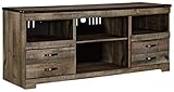 Signature Design by Ashley Trinell Rustic TV Stand with Fireplace Option Fits TVs up to 60