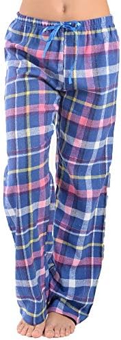 Comfy Lifestyle Women’s Plaid Pajama Pants, Soft and Lightweight Drawstring Lounge Bottoms with Elastic Waistband, Blue Pink Yellow FL03, Medium