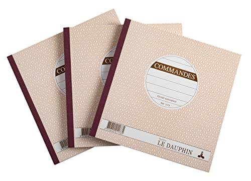 LeDauphin - Exacompta - Ref. 14271D - Lote de 3 manifolds COMMANDES - Papel autocopiante - Triplicata (1 original y 2 copias) - 50 hojas - Formato 21 x 21 cm - Tapa barnizada