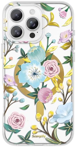 Coque iPhone 16 Pro fleurie transparente accessoire magnétique chic en soirée