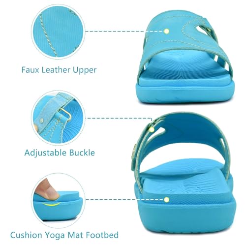 Image of KuaiLu Womens Fashion Orthotic Slides Ladies Athletic Yoga Mat Memory Foam Walking Sandals Thick Cushion Recovery Summer Beach Slippers Comfortable Plantar Fasciitis Arch Support