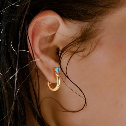 FETTERO Gold Hoop Earrings for Women, 14K Gold Plated Open C Shape Hoops Lightweight Chunky Gold Earrings, Hypoallergenic Gold Earrings for Women Ear Piercing Jewelry Gifts