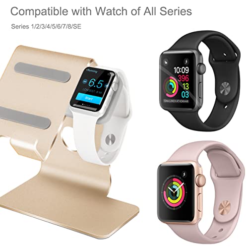 Tranesca 2 in 1 Charging Stand Compatible with Apple Watch Series Ultra2/Ultra/9/8/7/6/5/4/3/2/1/SE (38mm/40mm/41mm/42mm/44mm/45mm/49mm) and Compatible with iPhone of All Series - Gold - Thumbnail 6