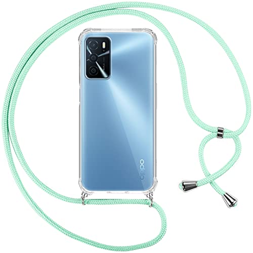 Pnakqil Funda para OPPO A16/A16s/A54s con Cuerda, Carcasa Transparente Silicona Colgar Collar Correa de Cuello Cadena Cordón para OPPO A16/A16s/A54s 6.52" Fundas, Verde Cover
