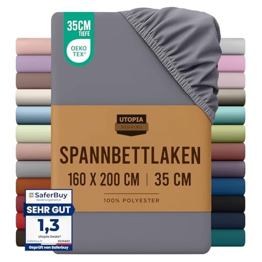 Utopia Bedding - Spannbettlaken 160x200cm - Grau - Gebürstete Polyester-Mikrofaser Spannbetttuch - 35 cm Tiefe Tasche 4 Utopia Bedding - Spannbettlaken 160x200cm - Grau - Gebürstete Polyester-Mikrofaser Spannbetttuch - 35 cm Tiefe Tasche