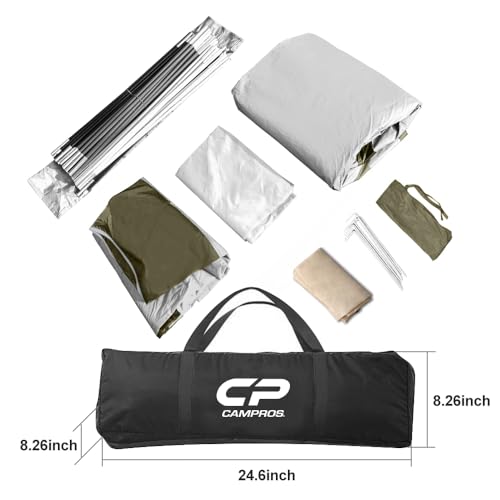 CAMPROS CP Tent 8 Person Camping Tents, Weather Resistant Family Tent, 5 Large Mesh Windows, Double Layer, Divided Curtain for Separated Room, Portable with Carry Bag - Olive - Thumbnail 6