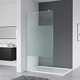  IMPTS Glaswand Dusche 80 x 200cm Walk in Duschwand Duschabtrennung Nano Glas Duschkabine offen mit Stabilisierungsstange