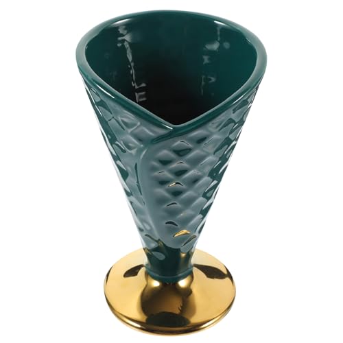Ciieeo 1 Pc copa de helado alta vasitos para postres Tazón de postre de cerámica Taza de jugo de frutas taza de helado de cerámica de bebidas de ceramica copa de coctel Green