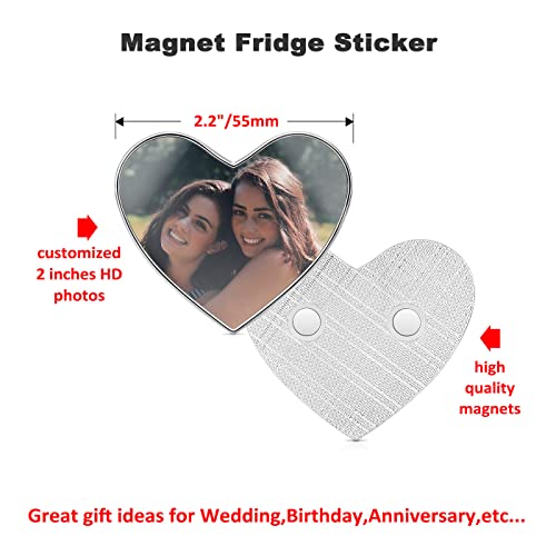 Bopreina Personalized Picture Magnetic Picture Frames For Refrigerator Magnetic Full Color Custom Photo Frames For Fridge Cute Decorative Magnets Office Kitchen Magnets Heart 6Pcs #TOP2
