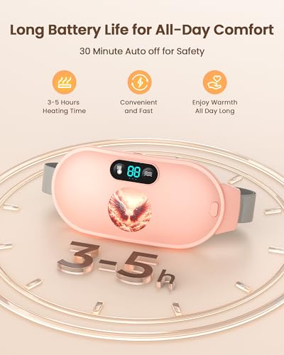 Heating Pad for Period Cramps, Fast Heating with 6 Heat Levels and 6 Massage Modes, Portable Menstrual Heating Pad, Belly Period Massager for Women and Girls, Pink - Thumbnail 6