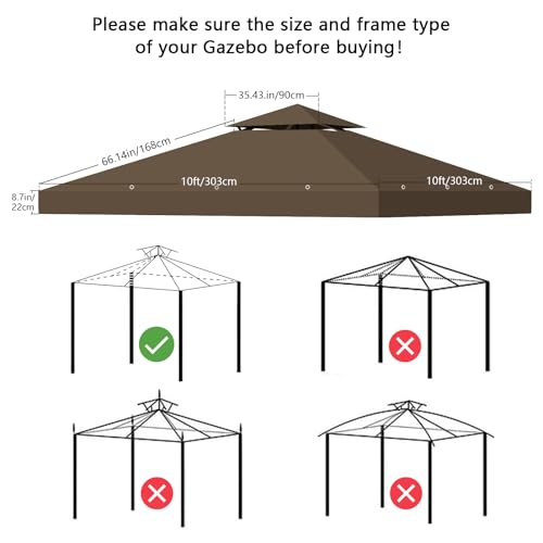 10x10 Gazebo Replacement Top Cover for Outdoor Garden Sun Shade
10x10 Canopy Top Cover Replacement with Air Vent for Gaz